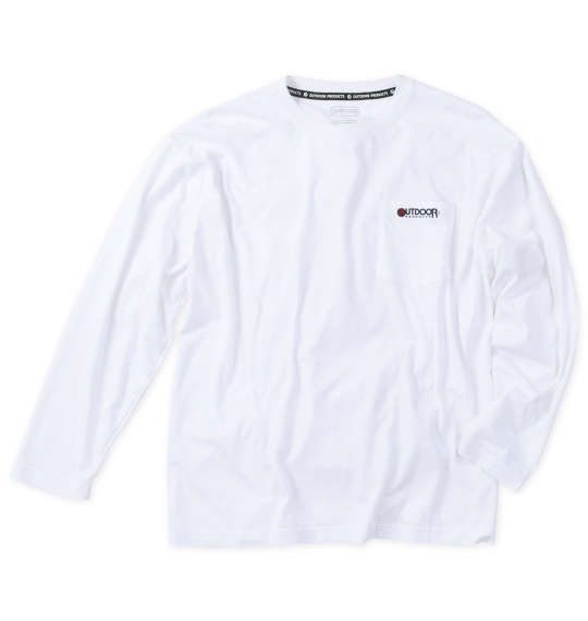 OUTDOOR PRODUCTS 天竺ポケット付長袖Tシャツ ホワイト
