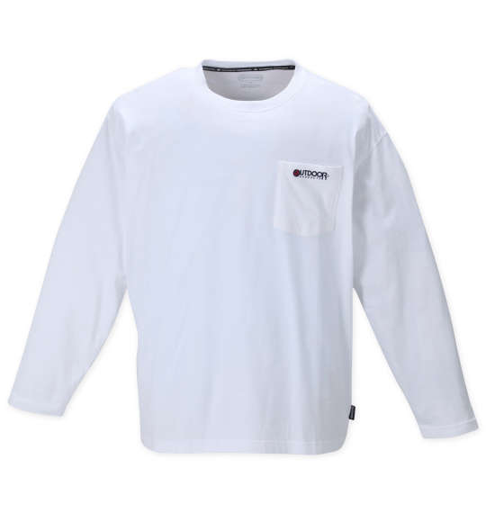 OUTDOOR PRODUCTS 天竺ポケット付長袖Tシャツ ホワイト