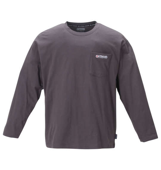 OUTDOOR PRODUCTS 天竺ポケット付長袖Tシャツ チャコール