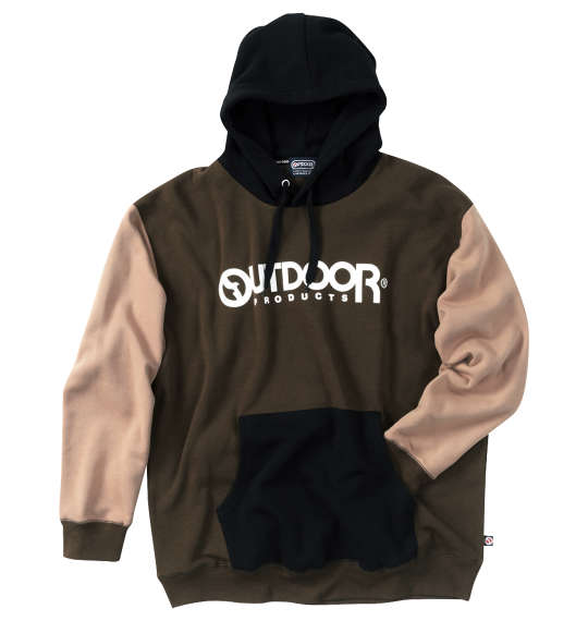 OUTDOOR PRODUCTS 裏起毛クレイジー切替プルパーカー カーキ