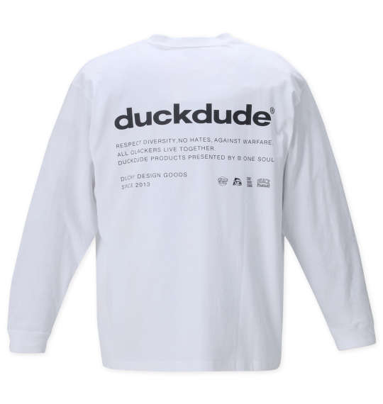 b-one-soul DUCK DUDE3Dメタリック長袖Tシャツ ホワイト