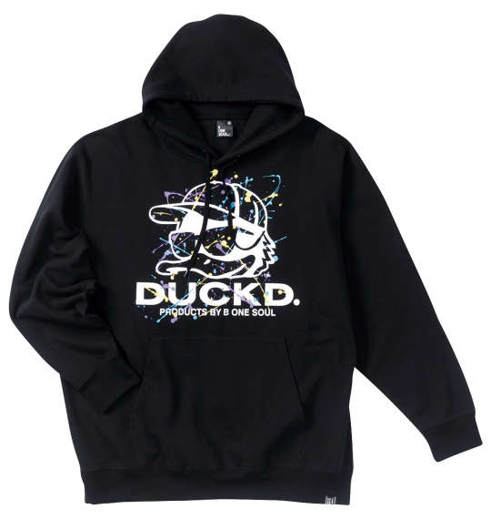 b-one-soul DUCK DUDEスプラッシュフェイスプルパーカー ブラック