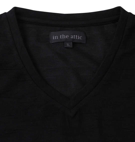 in the attic 膨れオルテガジャガードVネック半袖Tシャツ ブラック