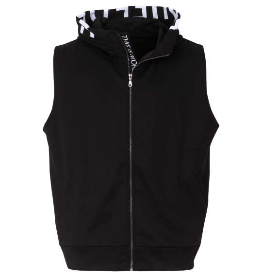 in the attic ポンチノースリーブパーカー+半袖Tシャツ ブラック×ブラック