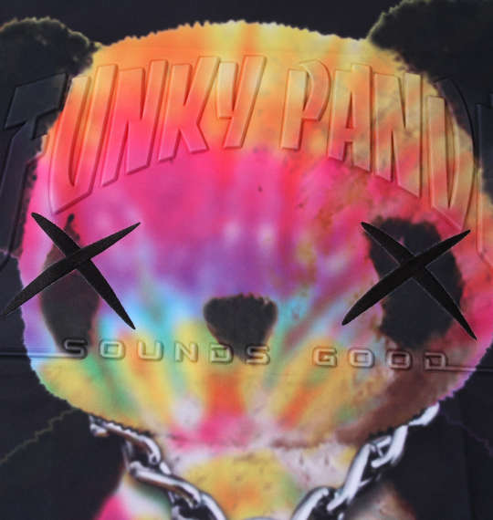FUNKY PANDA by in the attic タイダイ柄エンボス半袖Tシャツ ブラック