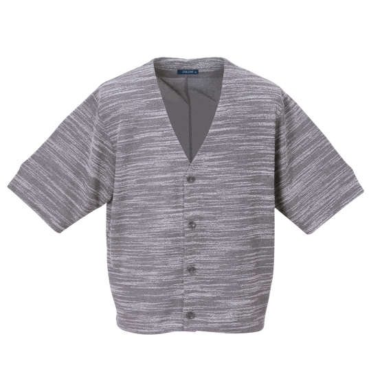 COLLINS カットバニラン五分袖カーディガン+半袖Tシャツ メランジグレー×ブラック