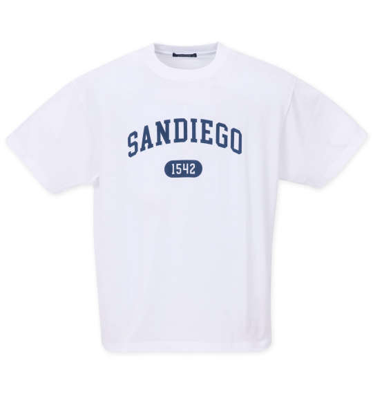 COLLINS メッシュデニム風プリント半袖フルジップパーカー+半袖Tシャツ ネイビー×ホワイト