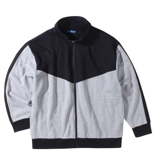 COLLINS 裏起毛切替フルジップスタンドジャケット+半袖Tシャツ ミックスグレー×ブラック