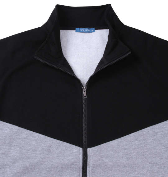 COLLINS 裏起毛切替フルジップスタンドジャケット+半袖Tシャツ ミックスグレー×ブラック