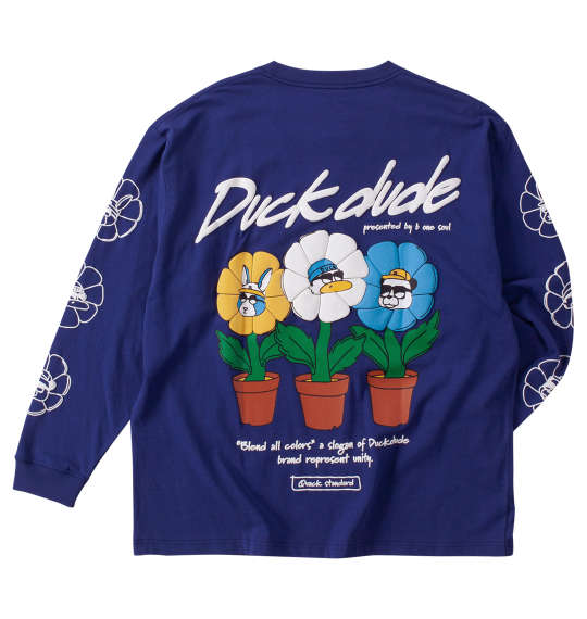 b-one-soul DUCK DUDEクワッキーブロッサム長袖Tシャツ コバルト