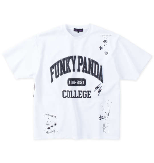 FUNKY PANDA by in the attic イタズラカレッジロゴ半袖Tシャツ ホワイト