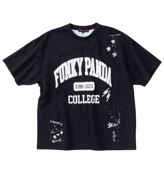 FUNKY PANDA by in the attic イタズラカレッジロゴ半袖Tシャツ ブラック