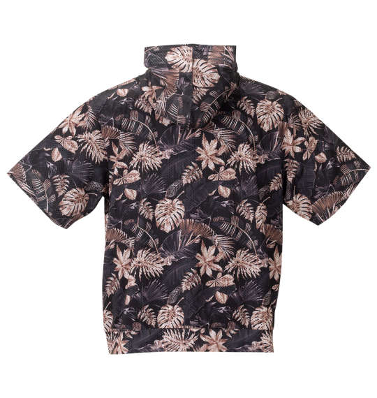 COLLINS メッシュボタニカル柄プリント半袖フルジップパーカー+半袖Tシャツ ブラウン系×ブラック
