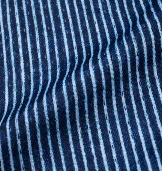 COLLINS メッシュヒッコリー風プリント半袖フルジップパーカー+半袖Tシャツ ネイビー×ホワイト