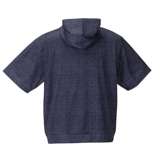 COLLINS メッシュヒッコリー風プリント半袖フルジップパーカー+半袖Tシャツ ブラック×ブラック