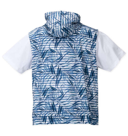 COLLINS メッシュリーフ柄プリントノースリーブフルジップパーカー+半袖Tシャツ ネイビー系×ホワイト