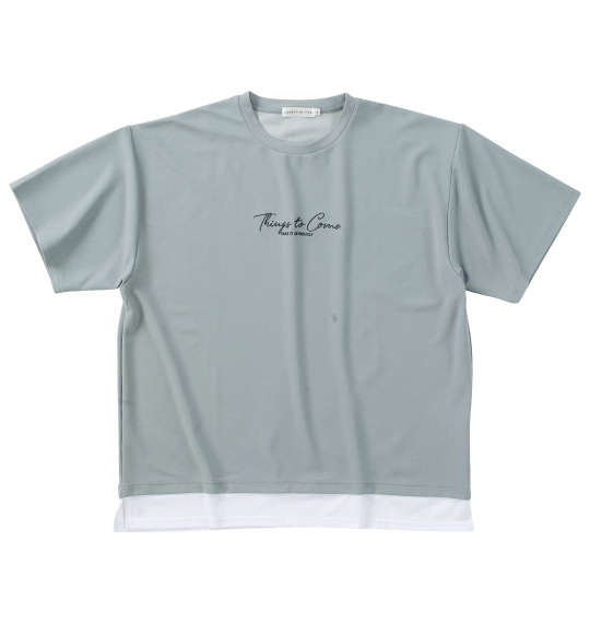 launching pad アムンゼンツイル裾フェイクレイヤード半袖Tシャツ サックスブルー×ホワイト