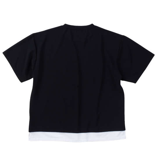 launching pad アムンゼンツイル裾フェイクレイヤード半袖Tシャツ ブラック×ホワイト