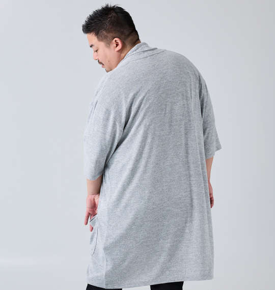 launching pad 甘編み杢天竺五分袖コーディガン+半袖Tシャツ ライトグレー杢×ブラック