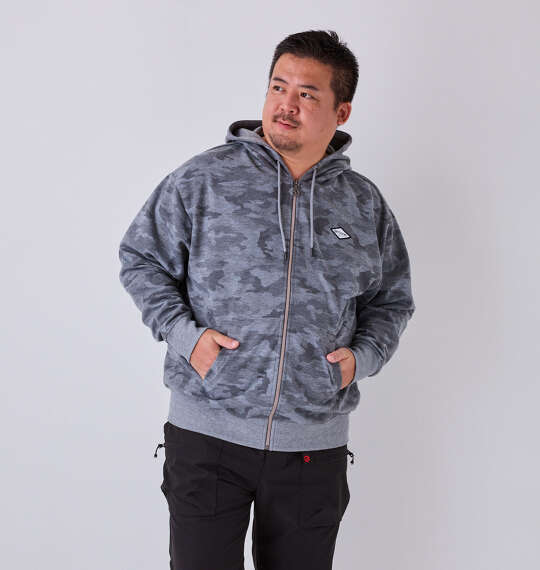 OUTDOOR PRODUCTS ダンボールカモフラ柄フルジップパーカー グレー