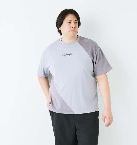 in the attic スエード切替半袖Tシャツ グレー