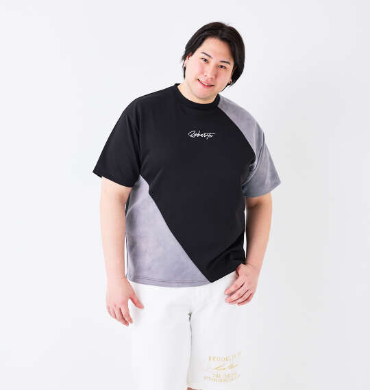 in the attic スエード切替半袖Tシャツ ブラック