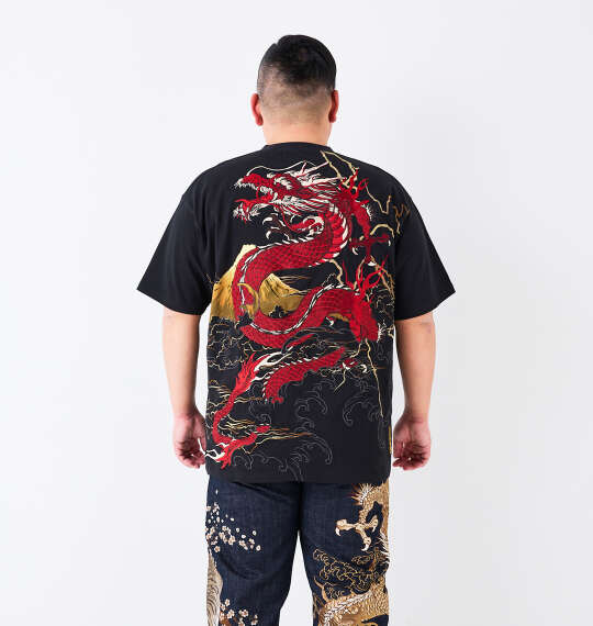絡繰魂 龍×富士半袖Tシャツ ブラック