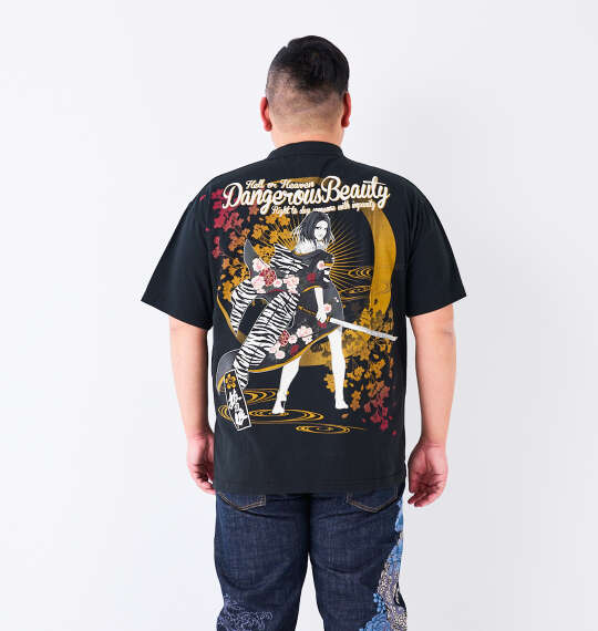 絡繰魂抜刀娘 凛誘惑半袖Tシャツ ブラック