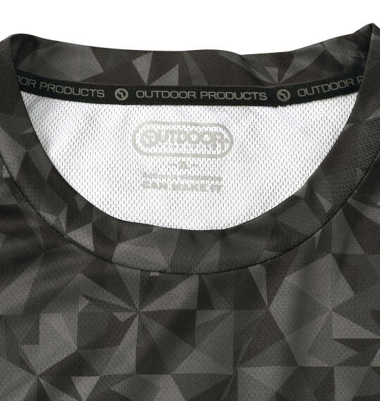 OUTDOOR PRODUCTS DRYメッシュ総柄半袖Tシャツ ブラック