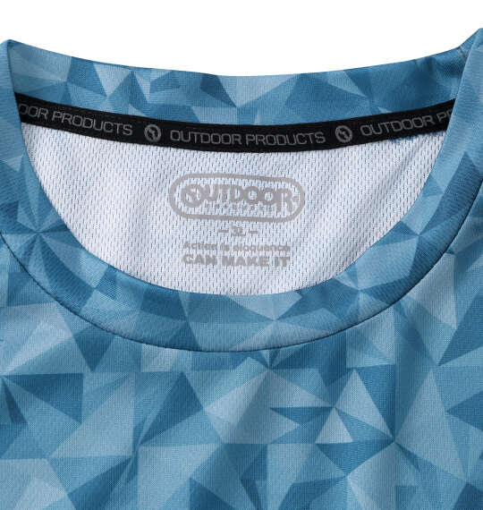 OUTDOOR PRODUCTS DRYメッシュ総柄半袖Tシャツ ブルー
