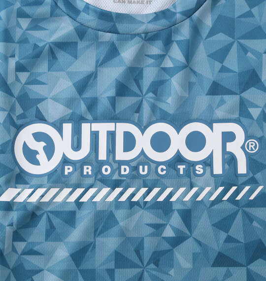OUTDOOR PRODUCTS DRYメッシュ総柄半袖Tシャツ ブルー