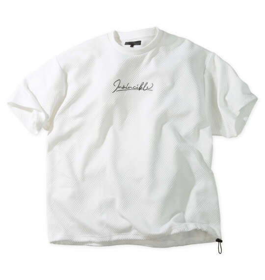 in the attic 膨れジオメジャガード裾ドローコード半袖Tシャツ オフホワイト