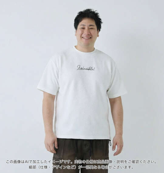 in the attic 膨れジオメジャガード裾ドローコード半袖Tシャツ オフホワイト