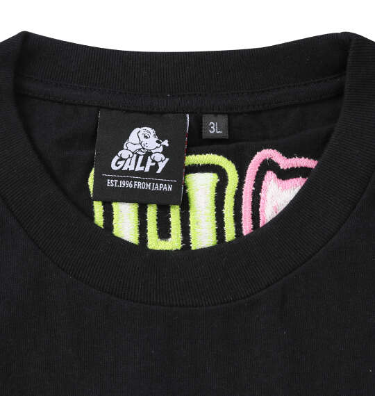 GALFY おしゃぶりワンワンカラフルロゴ半袖Tシャツ ブラック