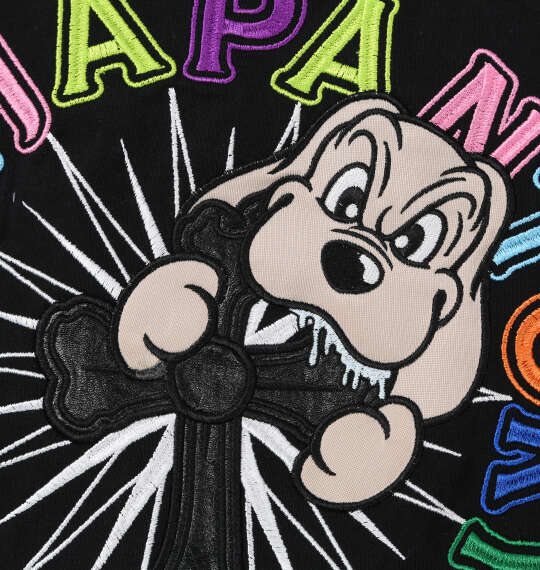 GALFY おしゃぶりワンワンカラフルロゴ半袖Tシャツ ブラック