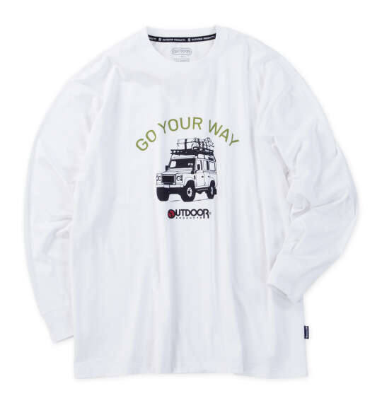 OUTDOOR PRODUCTS 天竺長袖Tシャツ ホワイト