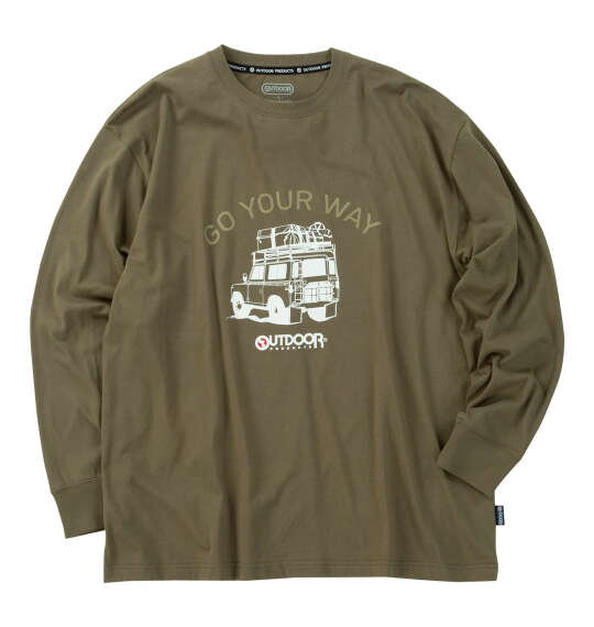 OUTDOOR PRODUCTS 天竺長袖Tシャツ カーキ