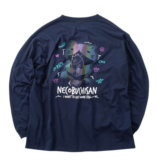NECOBUCHI-SAN 天竺長袖Tシャツ ネイビー