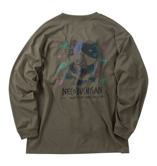 NECOBUCHI-SAN 天竺長袖Tシャツ アースカーキ