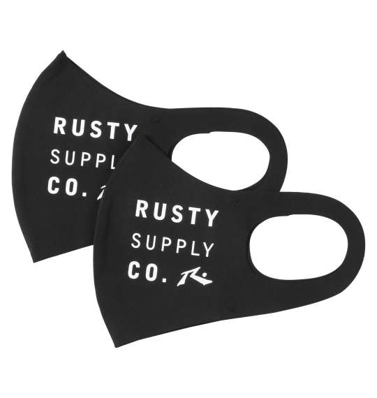 RUSTY 大きめサイズ接触冷感・UVカットマスク(2枚セット) ブラック