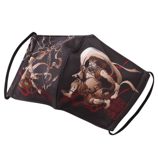 絡繰魂 風神雷神大きめサイズマスク ブラック