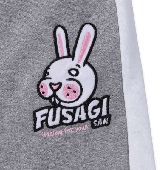 FUSAGIさん 裏起毛裾ゴムスウェットパンツ モクグレー×オフホワイト