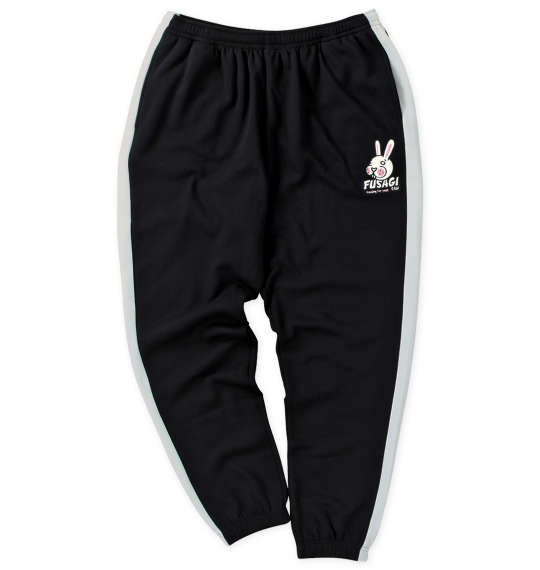 FUSAGIさん 裏起毛裾ゴムスウェットパンツ ブラック×オフホワイト
