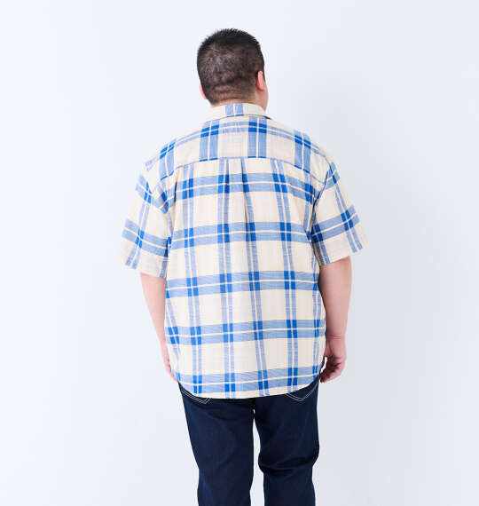 H by FIGER メッシュチェックレギュラー半袖シャツ ベージュ