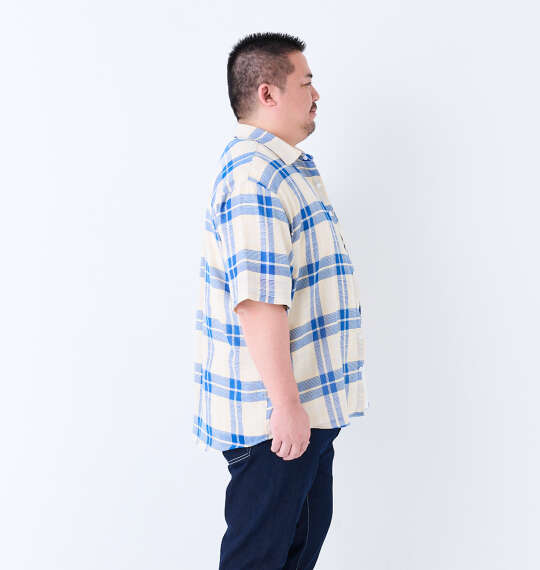 H by FIGER メッシュチェックレギュラー半袖シャツ ベージュ