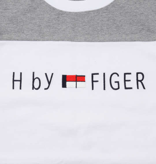H by FIGER 切替半袖Tシャツ グレー×ブラック