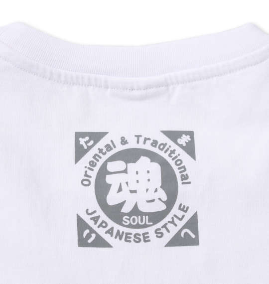 魂 相撲絵デザイン半袖Tシャツ ホワイト