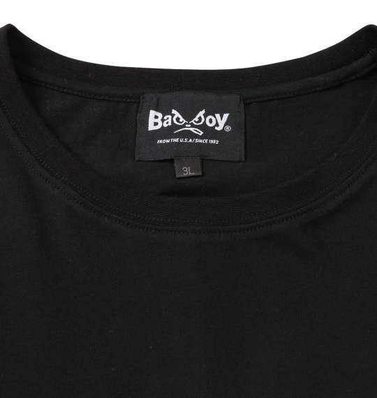 BAD BOY バックZIPロゴプリント半袖Tシャツ ブラック