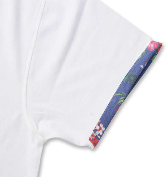 SHELTY 鹿の子ボタニカル切替半袖ポロシャツ オフホワイト