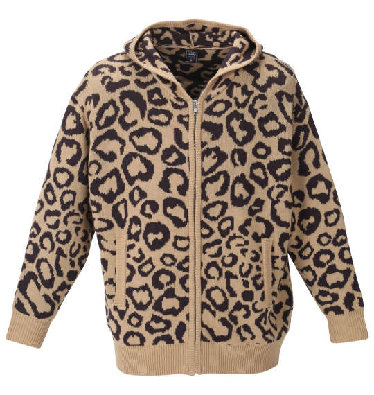 SHELTY 7Gジャガードレオパード柄フルジップパーカーセーター ベージュ